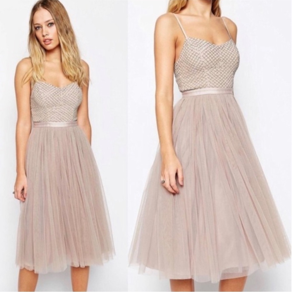 Ballet slipper pink Needle & Thread beaded a-line dress